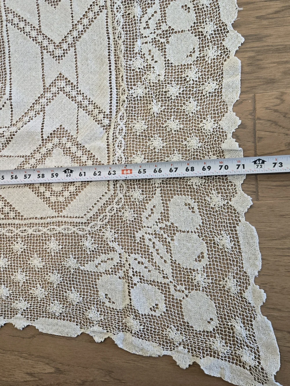 Handmade Cream Crochet Lace Table Cloth 50x70 - Elegant Floral Pattern